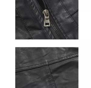 2024 OEM Men's High Quality Vintage Style Genuine Leather <b>Jacket</b> 100% Polyester Stand Hooded Windproof Zipper Closure <b>Winter</b> - Product Image 5