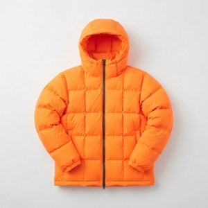 Chaqueta Acolchada con Capucha para Hombre, Color Naranja, Cortavientos, Informal, para Invierno, con Relleno de Poliéster, Cierre de Cremallera, Corte Regular - Product Image 1