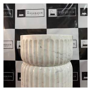 Lavabo de Pedestal de Mármol Blanco de Lujo, Lavabo Independiente de Piedra - Product Image 3