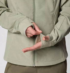 Veste softshell pour femme, printemps automne, résistante au vent, hydrofuge, capuche rétractable, fabrication OEM personnalisée, vente en gros, lavable en machine - Product Image 3