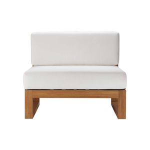 Sofá de Exterior Moderno Zaro de Teca Sólida, Conjunto de Jardín de Tres Plazas, Cojines Impermeables, Muebles para Patio - Product Image 2