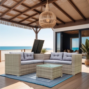 IPRO Premium Modern 4-Seater Modular Weather Resistant Washable Waterproof Cushion Garden <b>Sofa</b> <b>Outdoor</b> Patio Set PE Wicker - Product Image 3