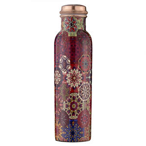 Botella de agua de cobre con estampado de círculos multicolor, diseño de patrón colorido, tapa a prueba de fugas, botella reutilizable para beber, uso diario - Product Image 4