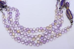 Perles de pierres précieuses en améthyste naturelle du Brésil, facettées en forme de cœur, type briolette, 6-6,5 mm, brin de 8 pouces, perles d'améthyste facettées - Product Image 4