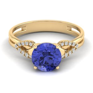 REYES Top Quality 14K Solid Gold IGI Certified Diamond <b>Statement</b> <b>Ring</b> For Women Round Cut 2 Carat Tanzanite Gemstone <b>Rings</b> - Product Image 6
