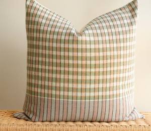 Housse de coussin décorative 100 % coton tissé à carreaux, housse de coussin de canapé en coton teint en fil à carreaux, couvre-coussin tissé à carreaux - Product Image 1