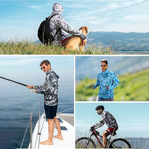 Wholesale Uv Protection Polyester Design Your Own Sport Clothing Wear <b>Sunscreen</b> Clothes Men Hoodies Long Sleeve Fishing Hoodies - Product Image 5