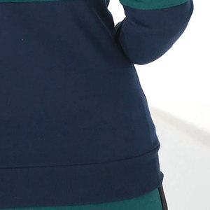 Sweat-shirt à capuche pour femme, à blocs de couleur, manches longues, en coton et fibre de bambou, tricoté, respirant, avec poches, style automne - Product Image 4