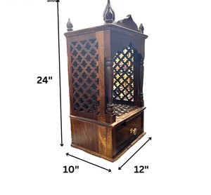 Traditional Sheesham Wood Prayer Shrine |Carved Wooden <b>Home</b> <b>Temple</b> |Small Hindu <b>Temple</b> with Drawer | Jodhpur Export - Product Image 4