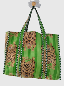 Sac fourre-tout en coton à motif floral avec design à panneaux, ouverture supérieure, style bohème, pour le shopping en toutes saisons - Product Image 1