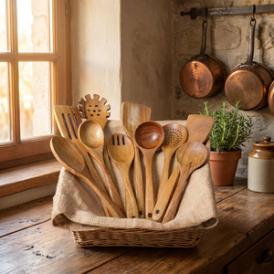 Juego de Utensilios de Cocina Ecológicos FAIZA CRAFT FC-590 con Cuchara de Madera de 2 Piezas y Espátula Grande Antiadherente con Mango Largo - Product Image 4