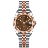 SAPPHIRE CRYSTAL Quartz Acier inoxydable 50 m résistant à l'eau Mode Couleur marron Fermoir papillon Femme Alexander Ferros 8222D/08