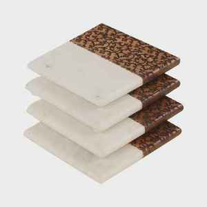Modern Wood And <b>Black</b> Marble <b>Coaster</b> Rectangle Non Slip Mats Pad Design - Product Image 4