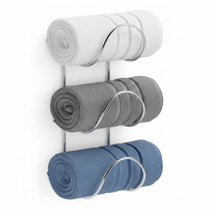 Metal Wall Mounted Towel Rack and Storage Organizer for Bathroom Rolled Bath Towels Washcloths and Linens In Good Price - Product Image 4