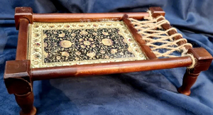 Ensemble de meubles miniatures en bois tissé à la main, style campagnard, motif géométrique vert et blanc - Product Image 6