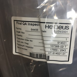 HERAEUS 64456 QUARTZ, TUBE, AVPLINER, 158520 - Équipements et pièces semi-conductrices d'occasion de renommée mondiale et de confiance - Product Image 1