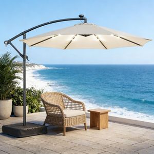 Ombrellone da Giardino in Acciaio Inossidabile con Copertura in Poliestere, Raggio 2.5m 3m, per Cortile, Ristorante, Spiaggia, Parco, Piscina e Uso Esterno - Product Image 1
