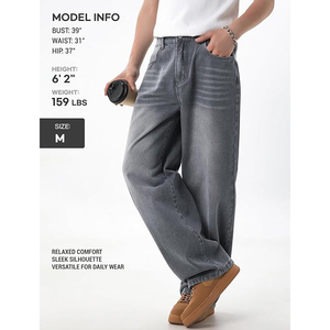 Jeans baggy vintage élégants pour hommes, coupe large, denim, streetwear décontracté, pantalon tendance - Product Image 6