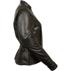 Chaqueta de Motociclista Casual de Cuero Negro Premium para Mujer SAMROZ SPORTS - Product Image 5
