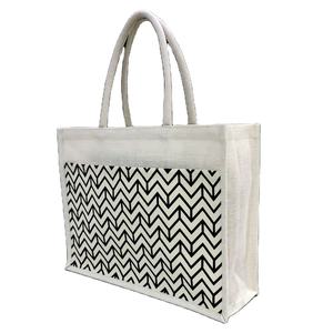 Eco-Friendly Jute Shopping <b>Tote</b> <b>Bag</b> External Geometric Soft Padded <b>Pocket</b> Handle Silk Screen Motif Printed <b>Pocket</b> Friendly - Product Image 4