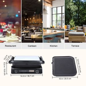 Plancha Eléctrica Comercial de 14.4 Pulgadas y 1800W, Parrilla de Sobremesa de 7 Pulgadas, Superficie Antiadherente de Hierro para Cocinar, para Restaurante, Teppanyaki, para el Hogar - Product Image 5