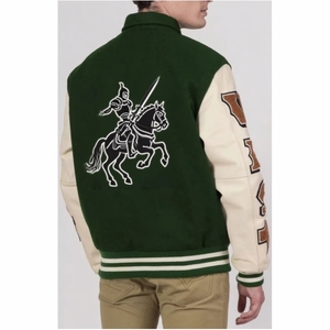 College Baseball <b>Jacket</b> For Men High Quality Vintage Varsity <b>Jacket</b> In <b>Leather</b> <b>Long</b> Length With Personalized Chenille Logos - Product Image 2