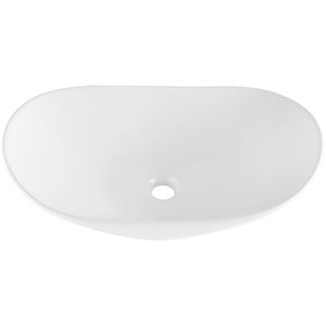 Lavabo Ovale in Ceramica Bianca 23,3" X 14,2" con Rubinetto a Leva per Piano del Bagno - Product Image 2