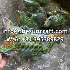 Dinosaur Rattan Storage <b>Basket</b> Toddler Furniture Nursery Room Natural Wicker Dino Animal Hanging <b>Basket</b> For Baby Playroom Art - Product Image 6