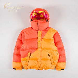Chaqueta de Plumón de Ganso para Hombre, de Lujo, Informal, de Invierno, con Parches, Color Naranja, 700 Fill, con Capucha Desmontable - Product Image 1