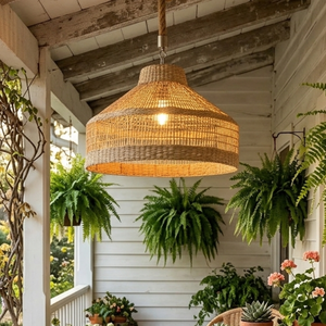 Pantalla de Lámpara Colgante Tejida a Mano de Hierba Marina, Estilo Bohemio, Cubierta de Luz Colgante de Ratán, Pantalla de Lámpara de Techo Moderna Escandinava Indochina - Product Image 5