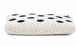 Polka Dot Beaded Pouch | Handmade Black White Coin Purse | Chic <b>Zip</b> Clutch| Black White Polka Dot <b>Zip</b> <b>Bag</b> | Stylish Wallet - Product Image 5