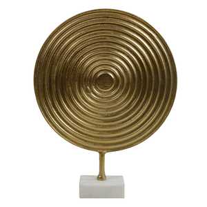 Modern Gold Plated Circular Sculpture Abstract Geometric Art Tabletop <b>Decor</b> for Living Room Handmade Artistic Design - Product Image 1