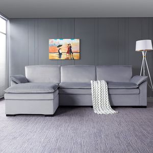 Divano Componibile Grigio Chiaro 117.7 con Pouf per il Tuo Soggiorno - Product Image 1