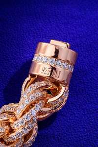 Bracelet à maillons en argent sterling plaqué or 14 carats avec moissanite taille brillant, style hip-hop de luxe, unisexe, pour usage quotidien, cadeau - Product Image 4