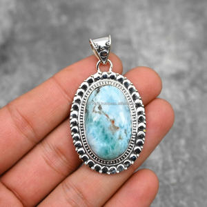 Pendentif en argent massif 925, pendentif Larimar fait à la main, pendentif en pierre précieuse, bijoux faits à la main, pendentif élégant, cadeau - Product Image 1