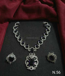 Ensemble de collier vintage rond élégant et carré américain diamant plaqué argent de haute qualité avec boucles d'oreilles ensemble de bijoux pour femmes - Product Image 3