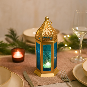 Iron <b>Moroccan</b> <b>Lantern</b> with Embossed Design Modern Durable Hanging Candle Holder for Christmas Birthday Wedding Home Decor - Product Image 4