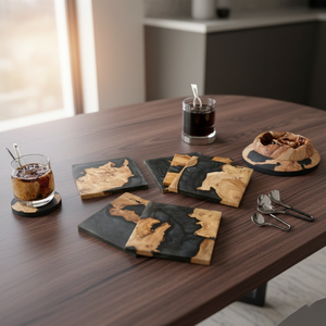 Plateau de service en résine époxy, plateau décoratif sur mesure pour la maison, l'hôtel, le restaurant, la table basse et la salle à manger - Product Image 4