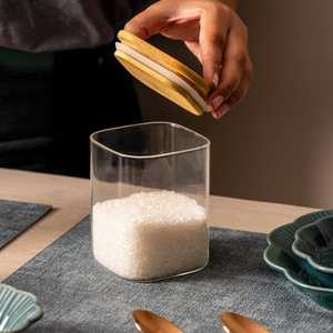 Classic Minimalist Glass Food <b>Container</b> With Wooden <b>Lid</b> Rectangular 1-3L Capacity Airtight Storage For Kitchen Use - Product Image 6