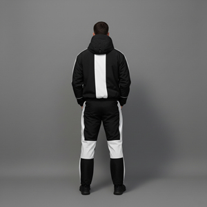 Vêtements décontractés personnalisés avec logo imprimé OEM, coupe-vent épais bicolore, streetwear confortable avec fermeture éclair, ensemble 2 pièces pour homme - Product Image 6