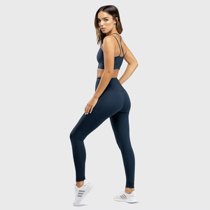 Conjunto de Yoga de 2 Piezas para Mujer, de Alta Calidad, Sólido, Sin Costuras, Transpirable, para Gimnasio, Cómodo, de Spandex/Poliéster - Product Image 4