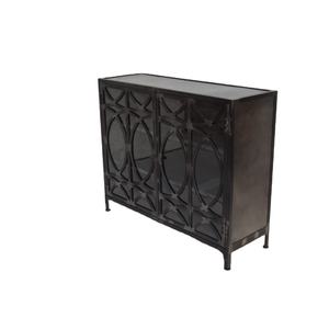 European Luxury Modern Traditional Convertible Metal <b>Sideboard</b> Cabinet Glass Panel Design for Dining Living Room - Product Image 1