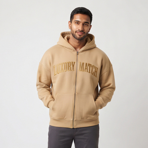 Sudadera con capucha y cremallera personalizada para hombre, 100% algodón, 450 g/m², forro polar, estilo urbano, para invierno. - Product Image 3