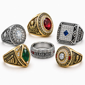 Anillos de Campeonato de Lujo para Ligas Profesionales - Plata de Ley Chapada en Oro con Diamantes, Logotipo del Equipo Grabado en 3D, Servicio OEM al por Mayor - Product Image 1