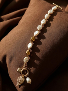 JURA JEWELS Brazalete de Acero Inoxidable con Forma de Corazón y Perlas, Chapado en Oro para Mujer, Antideslustre, Regalo - Product Image 3