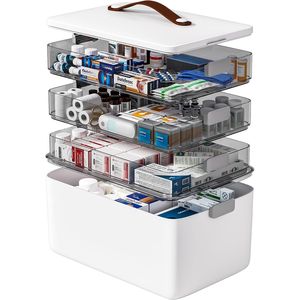 Caja Organizadora de Medicamentos Portátil de 4 Niveles, con Asa, Vacía, para Primeros Auxilios, Multiusos, para Suministros Médicos - Product Image 1