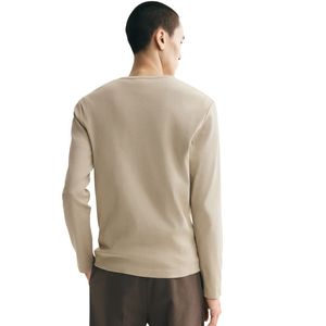 เสื้อเชิ้ตเฮนลีย์ชายพรีเมียม ทรงเข้ารูป แขนยาว ผ้าคอตตอนผสม คอติดกระดุม สไตล์ลำลอง สำหรับ OEM ODM ขายส่ง - Product Image 2