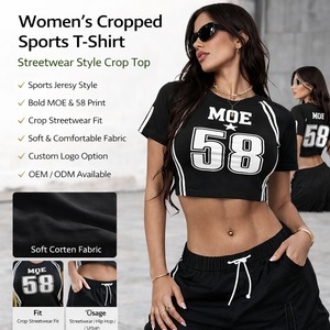 Custom Vintage Star Print Crop <b>Top</b> Women's shirt Soft Organic Cotton Casual Tee Unique Graphic T-Shirt with Patches Sleeveless - Product Image 5