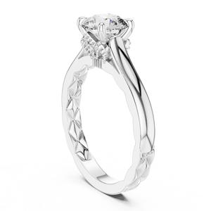 Anillo de Compromiso Solitario Moderno con Textura Dorada y Diamante de Laboratorio, Banda Artística, Joyería Nupcial Única, Anillo de Propuesta de Lujo - Product Image 3