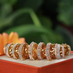 Stylish Gold Plated Crystal Stone <b>Bangles</b> <b>Set</b> Shimmering Crystal Work for Ethnic Wear 10575602DPU_2.8 - Product Image 3